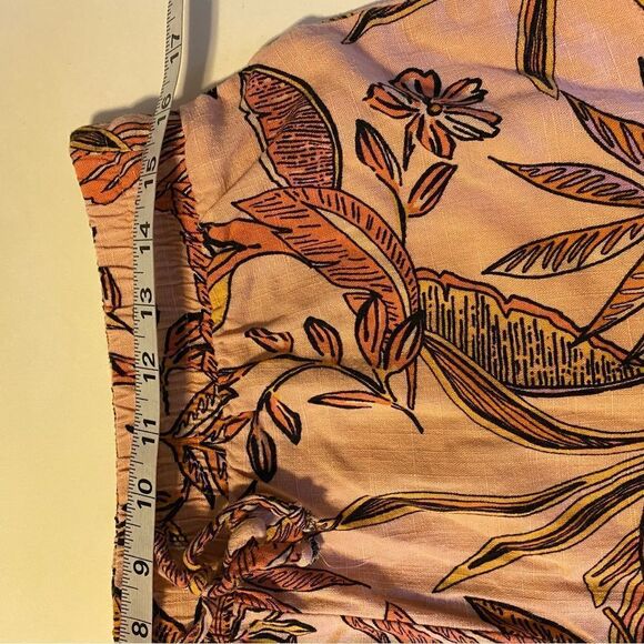 Wild Fable tropical print linen blend hi rise pull on Floral Ruffle Hem Shorts L - Picture 5 of 10